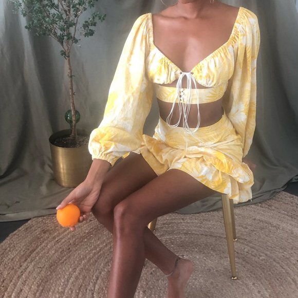 Fun Yellow Floral Skirt and Top